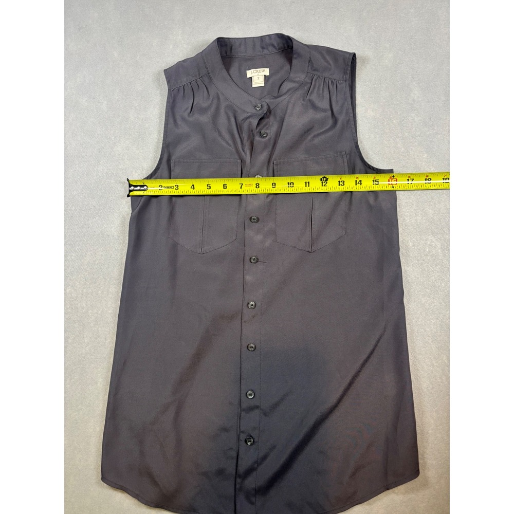 J.Crew Womens Size 2 Dark Gray Sleeveless Button Down Band Collar Blouse Top - Picture 4 of 5